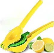 Metal 2-in-1 Lemon Squeezer, Manual Kitchen Hand Press Juicer Lime Squeezer, Easy to Clean Max Extraction Lemon Juicer - Yellow/Green