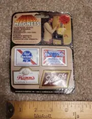 Rainbow Magnets Set Of 4 Beer Magnet - Hamms/Pabst Blue Ribbon/Budweiser/Schlitz