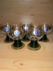 Schott Zwiesel Ruwer Green Stemmed Cordial Gold Grapes/Leaf Etched Glasses