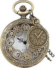 [TEMPNAP] Pocket Watch Carabiner Necklace Watch Chain Antique Link Jewelry Necklace Hanging Classic Watch Pendant Vintage Accessories Wallet Watches Costume Necklace Golden Alloy