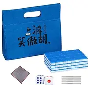 Mahjong Tile Set - Small Travel Mahjong Pack - Family Mahjong Game, Table Mahjong Game Includes Tablecloth, Carrying Bag, Dice, Tile Ruler for Friend's Night Game