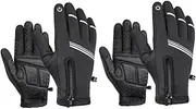 [Sosoport] 2pcs Bicycle Gloves Thermal Gloves Cycling Gloves Shockproof Gloves Winter Cycling Gloves Touch Screen Gloves Black Non-slip Winter Keep Warm Gloves Non-slip Gloves