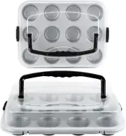 2-Pack Muffin Pan with Carry Lid Non-Stick 12-Cup Tin Silver Cupcake and Handle