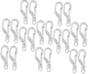 SUPVOX D-Shaped Carabiner Snap Hooks 20pcs Zinc Alloy Carabiner Clips for Hanging Keychain Backpack Silver