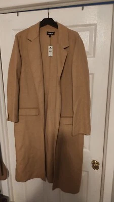 New Express Classic Wool Blend Camel Long Coat With Tag On (Topper/Walker Coat)