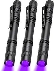 MVIOCS UV Flashlight Black Light, LED 395 nM Blacklight Flashlights Mini, Torch Light Detector for Home & Hotel Inspection, Dog Urine, Pet Stains and Bed Bug (3 Pack Black Light)