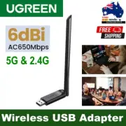 UGREEN AC650 WiFi 5G/2.4G Dual Band USB Adapter with 6dBi High Gain Antenna
