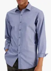 Bar III Slim-Fit Blue Long Sleeve Chambray Stretch Dress Shirt 14 14 1/2 Small