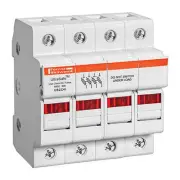 USCC UltraSafe Modular Fuseholder with Visual, 4 Pole, for 600VAC/VDC, 200kA