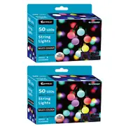 2x Sansai 50 LED Battery Globe Decorative/Christmas String Lights Multi-Colour