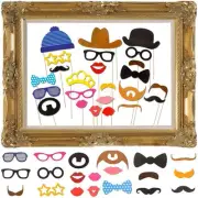 JZK 25 x Party photo booth props with large frame Mustache Bow Lips Hat for wedd