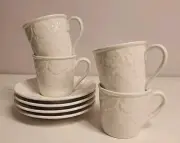English Countryside White DP900 By Mikasa 2 1/2" Cups & 6 1/2" Saucers Set of 4