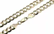 10k Solid Yellow Gold 8mm Cuban Link Chain Necklace Men's Women Sz 24 inch