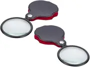 KOMBIUDA 2pcs Pocket Magnifier Mini Folding Magnifier with Rotating Protective Case Compact Design for Seniors Hobbies and Science Class High Definition Lens for Reading and Details