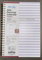 2025 Blue Sky Wednesday Stripe Weekly & Monthly Planner, Plastic Cover (5" x 8")
