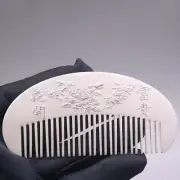 Genuine 999 Fine Silver Comb Jewelry Chinese Comb With Peony Pattern 花开富贵