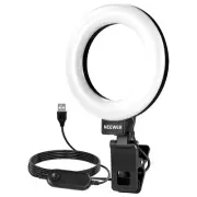NEEWER 5" Ring Light w/Tripod, Clip-On for Laptop/Monitor, Zoom/Streaming, BR60D