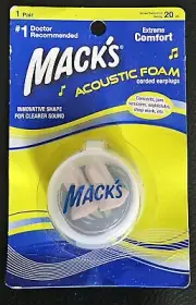 Mack's Acoustic Foam Corded Earplugs | 20 dB Noise Reduction Rating | Foam-Pl