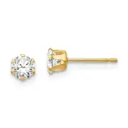 14K Yellow Gold 4mm CZ Small Stud Earrings Push Back Madi K Children's Jewelry