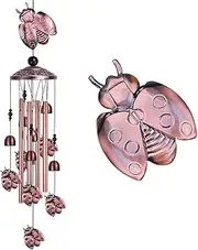 Ladybug Wind Chimes Outdoor Decor - with 4 Tubes 6 Bells 7 Ladybugs 36In Waterproof Mobile Romantic Wind Catcher Ladybug Windchimes for Home, Xmas Mom Gifts, Festival, Balcony, Garden Decoration
