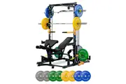 Reeplex RM90 Smith Machine + Squat Rack + Lat Pulldown + Bench + 100kg Bumper Weights