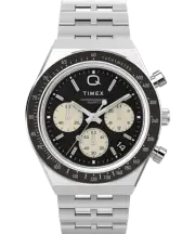 Timex Q Chronograph Stainless Steel Black Dial Watch TW2V42600