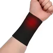 Wrist Band Support Sleeve (1 Pair) - Elastic & Breathable Knitted Fabric Compression Brace - for Tennis, Gym, Sport, Tendonitis (Black, One Size)