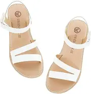 [FLYFUPPY] Girls Strappy Sandals Open Toe Flat Summer Sandal for Kids Girl with Hook and Loop