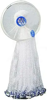 Fishing Cast Net with Aluminum Flying Disc for Bait Trap Fish Saltwater & Freshwater Casting Nets, Quick Throw Mesh Nylon Drawstring Chain Bottom Spread