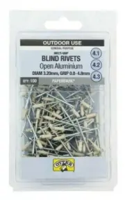 Otter OPEN ALUMINIUM BLIND RIVETS 3.2x0.8-4.8mm 100Pcs Multi-Grip PAPERBARK