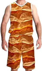 [KQNZT] Basketball Jersey and Shorts, Jerseys for Men, Hip hop Clothing for Party, Modern Abstract Graffiti Art Retro