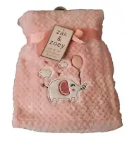Zak & Zoey Baby Infant Nursery Plush Blanket Embroidered Elephant Soft Security