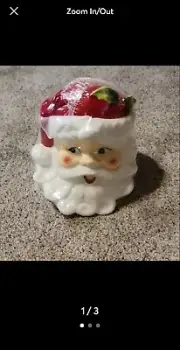 Sleigh Bell Bistro Santa Head Cookie Jar RARE Approx 8" * Discontinued