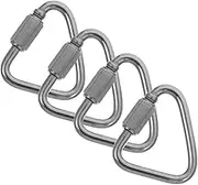 4pcs Connecting Ring Heavy Duty Carabiner Clip Chain Link Triangle Key Clip Screw Carabiner Rope Quick Link Connector Triangle Quick Links Safety Locking Silver Stainless Steel
