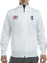 [アドミラル] Admiral Golf ADMA473 Men's Sweater, Admiral Golf Flag, Full Zip Knit Jacket, White, 3L