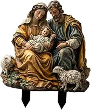 Perfk Garden Jesus Nativity Scene Stake Christmas Yard Sign Stake Flowerbed Decor Decorative Lawn Sign Decor 2D Acrylic for Outdoor