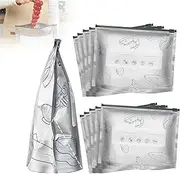 Reusable Aluminum Sealable Storage Bags, Stand Up Sealable Bags with Label and Zip Lock, Food Storage Preservation Bags with A Stand-Up(10pcs,3 Size),Medium,10PCS