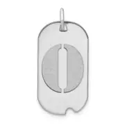 14k White Gold Polished Letter O Initial Dog Tag Pendant