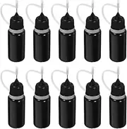 GLEAVI 10pcs Black Glue Bottle 30ml Squeeze Bottles Glue Applicator Bottles Precision Tip Glue Application Bottle