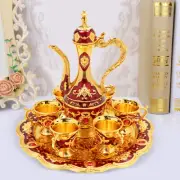 Turkish Tea Set, Vintage Turkish Coffee Set with Pot and 6 Cups for Home Decor