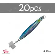 20pcs 150g colt sniper Fishing Vertical jig 5.25oz MUSTAD Treble Hook Blue Silve