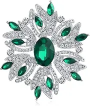 [Bling Jewelry] Fashion Large Statement Vintage Style Simulated Gemstone Crystal Scarf Flower Art Deco Brooch Pin For Women
