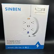 Power Strip 10 FT Cord, Surge Protector with 2 USB, SINBEN NEW - Ships Free!