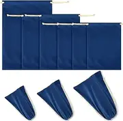 6 Pcs 3 Sizes Adult Toy Storage Drawstring Storage Bags Microfiber Toy Bag Organizer Stuff Pouch Sack Drawstring Gift Bags for Jewelry Women Men Travel Camping Valentines Birthday Gifts, Dark Blue