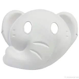 大象面具 空白面具 附鬆緊帶/一個入(促40) DIY 紙面具 兒童彩繪面具 萬聖節面具 舞會面具 動物面具 白色面具 AA5348