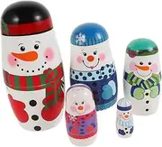 GETAJGHSD Wood Snowman Nesting Dolls Layers Hand Painted Figurines for Winter Decoration Educational for Birthday Parties and Home Decor
