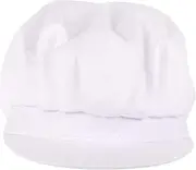 [Minkissy] Chef Hat Cap Work Hat for Home Hotel Restaurant Industrial Workshop Cooking Elastic Band Full Cotton White