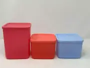 Tupperware Basic Bright Square 3-Pc Set New