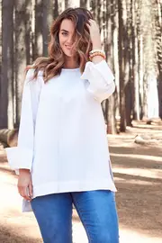 The Cotton Linen Tunic Top--BIRDK-962