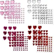 DOITOOL 12 Sheets Adhesive Heart Stickers,Bling Rhinestone Sticker Makeup Gems Stickers for Face Body Eye Nail,Decorative Stickers for Valentine's Day Wedding Craft